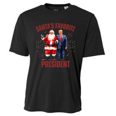 SantaS Favorite President Christmas Funny Trump Xmas Pajama Cooling Performance Crew T-Shirt