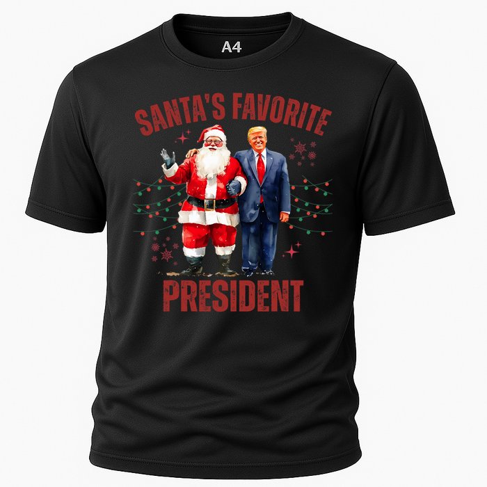 SantaS Favorite President Christmas Funny Trump Xmas Pajama Cooling Performance Crew T-Shirt