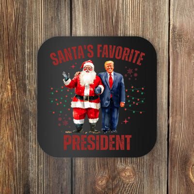 SantaS Favorite President Christmas Funny Trump Xmas Pajama Coaster