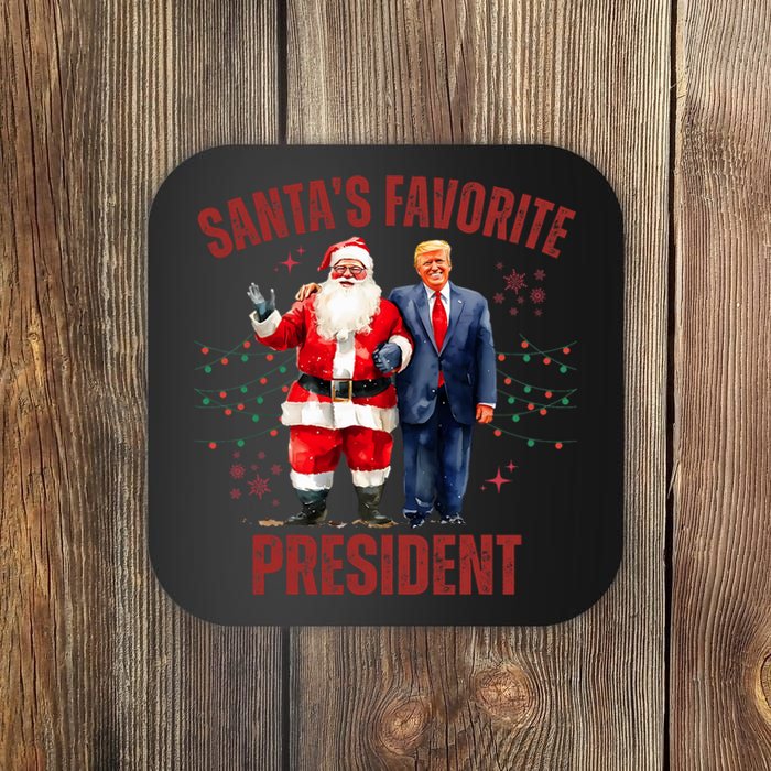 SantaS Favorite President Christmas Funny Trump Xmas Pajama Coaster