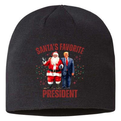 SantaS Favorite President Christmas Funny Trump Xmas Pajama Sustainable Beanie