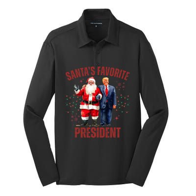 SantaS Favorite President Christmas Funny Trump Xmas Pajama Silk Touch Performance Long Sleeve Polo