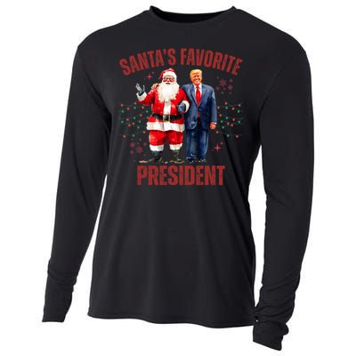 SantaS Favorite President Christmas Funny Trump Xmas Pajama Cooling Performance Long Sleeve Crew