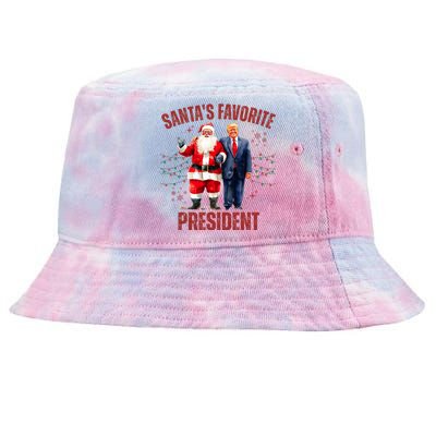 SantaS Favorite President Christmas Funny Trump Xmas Pajama Tie-Dyed Bucket Hat