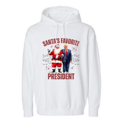 SantaS Favorite President Christmas Funny Trump Xmas Pajama Garment-Dyed Fleece Hoodie