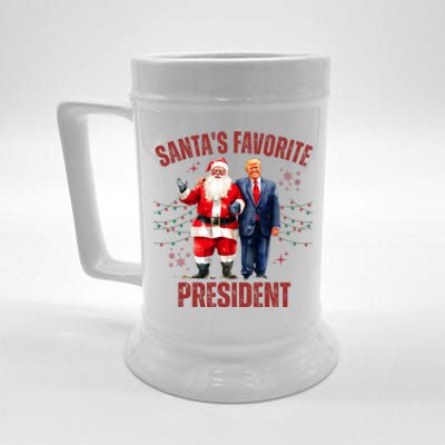 SantaS Favorite President Christmas Funny Trump Xmas Pajama Beer Stein