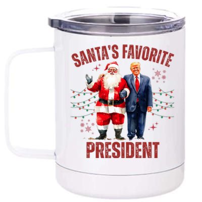 SantaS Favorite President Christmas Funny Trump Xmas Pajama 12 oz Stainless Steel Tumbler Cup