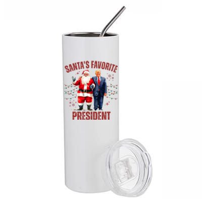 SantaS Favorite President Christmas Funny Trump Xmas Pajama Stainless Steel Tumbler