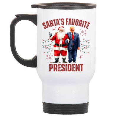 SantaS Favorite President Christmas Funny Trump Xmas Pajama Stainless Steel Travel Mug