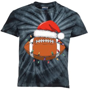 Santa Football Player Christmas Lights Sports Lovers Kids Tie-Dye T-Shirt