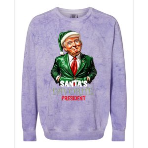 SantaS Favorite President Funny Trump Colorblast Crewneck Sweatshirt