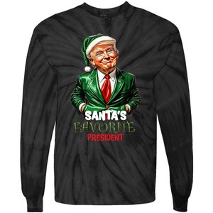 SantaS Favorite President Funny Trump Tie-Dye Long Sleeve Shirt