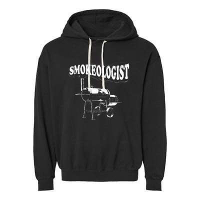 Smokeologist Funny Pitmaster BBQ Smoker Grilling Garment-Dyed Fleece Hoodie