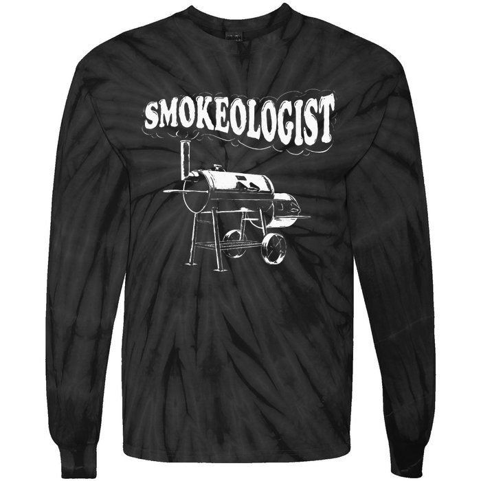 Smokeologist Funny Pitmaster BBQ Smoker Grilling Tie-Dye Long Sleeve Shirt