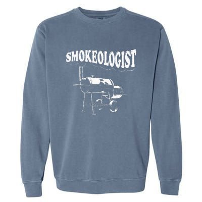 Smokeologist Funny Pitmaster BBQ Smoker Grilling Garment-Dyed Sweatshirt