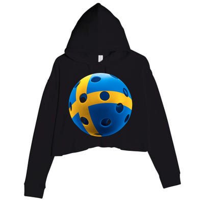 Swedish Flag Pickleball Crop Fleece Hoodie