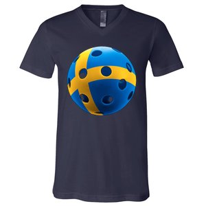 Swedish Flag Pickleball V-Neck T-Shirt