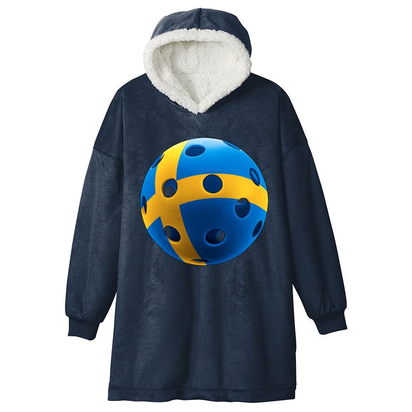 Swedish Flag Pickleball Hooded Wearable Blanket