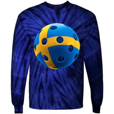 Swedish Flag Pickleball Tie-Dye Long Sleeve Shirt