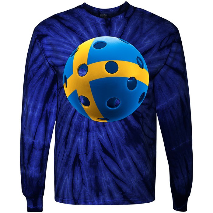 Swedish Flag Pickleball Tie-Dye Long Sleeve Shirt