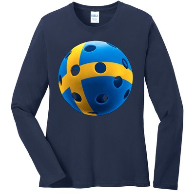 Swedish Flag Pickleball Ladies Long Sleeve Shirt