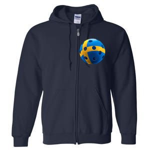 Swedish Flag Pickleball Full Zip Hoodie