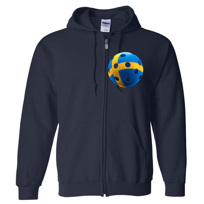 Swedish Flag Pickleball Full Zip Hoodie