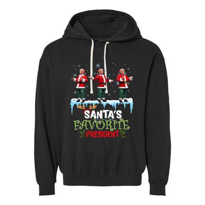 SantaS Favorite President Santa Trump Dance Funny Christmas Garment-Dyed Fleece Hoodie