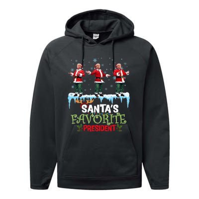 SantaS Favorite President Santa Trump Dance Funny Christmas Performance Fleece Hoodie