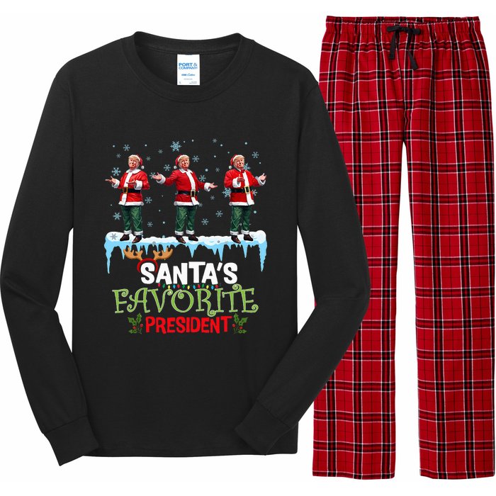 SantaS Favorite President Santa Trump Dance Funny Christmas Long Sleeve Pajama Set