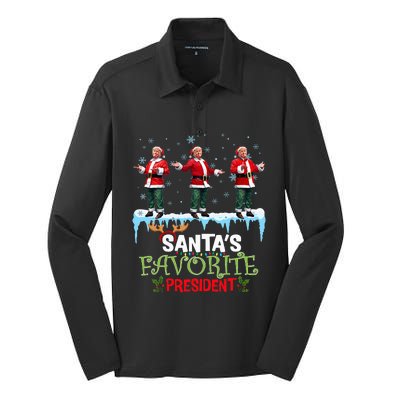 SantaS Favorite President Santa Trump Dance Funny Christmas Silk Touch Performance Long Sleeve Polo