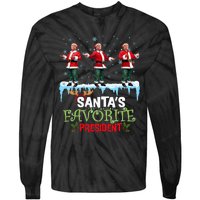 SantaS Favorite President Santa Trump Dance Funny Christmas Tie-Dye Long Sleeve Shirt