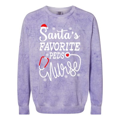 SantaS Favorite Peds Nurse Funny Christmas Peds Nurse Cute Gift Colorblast Crewneck Sweatshirt