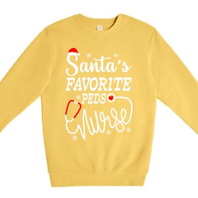 SantaS Favorite Peds Nurse Funny Christmas Peds Nurse Cute Gift Premium Crewneck Sweatshirt