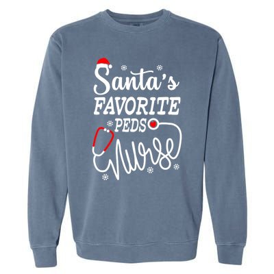 SantaS Favorite Peds Nurse Funny Christmas Peds Nurse Cute Gift Garment-Dyed Sweatshirt