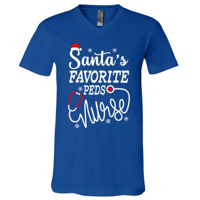 SantaS Favorite Peds Nurse Funny Christmas Peds Nurse Cute Gift V-Neck T-Shirt