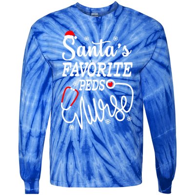 SantaS Favorite Peds Nurse Funny Christmas Peds Nurse Cute Gift Tie-Dye Long Sleeve Shirt