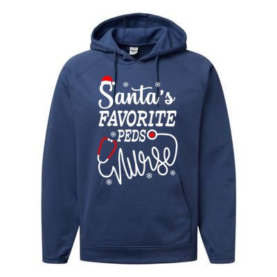 SantaS Favorite Peds Nurse Funny Christmas Peds Nurse Cute Gift Performance Fleece Hoodie