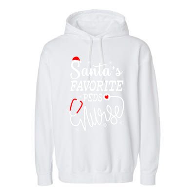 SantaS Favorite Peds Nurse Funny Christmas Peds Nurse Cute Gift Garment-Dyed Fleece Hoodie