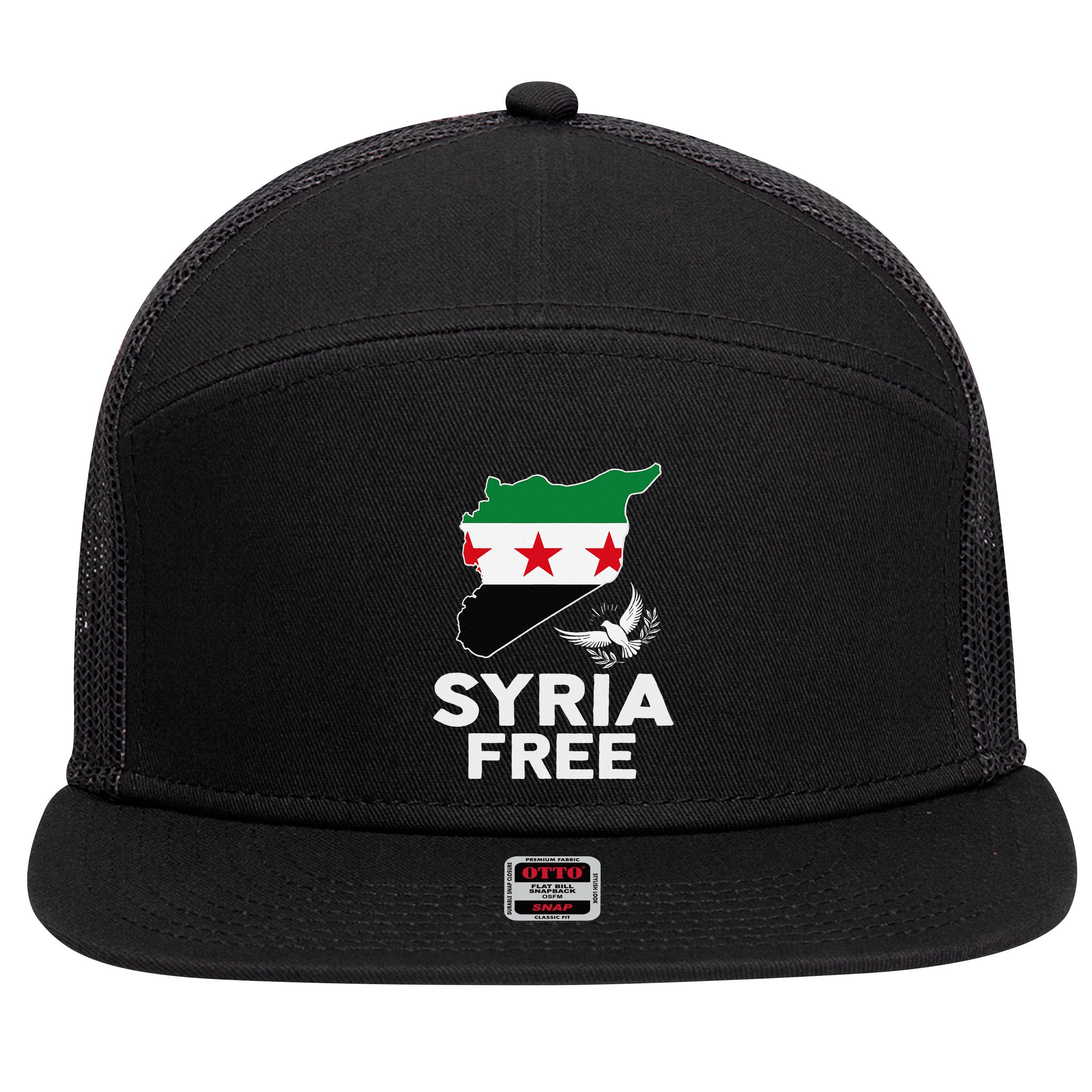 Syria Free Patriotic Syrian Map Liberation Peace Unity Home 7 Panel Mesh Trucker Snapback Hat