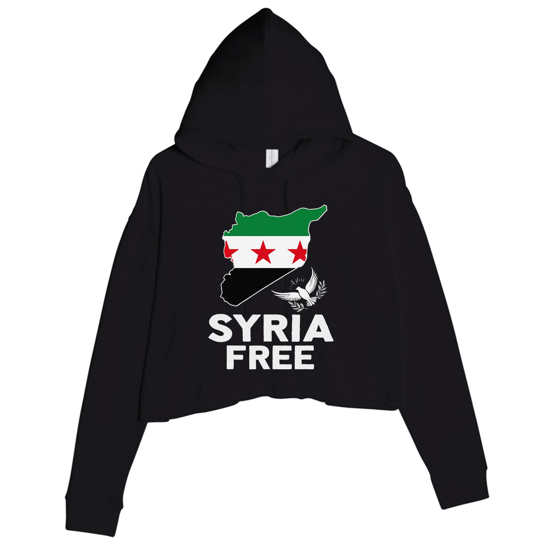 Syria Free Patriotic Syrian Map Liberation Peace Unity Home Crop Fleece Hoodie