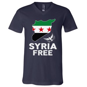 Syria Free Patriotic Syrian Map Liberation Peace Unity Home V-Neck T-Shirt