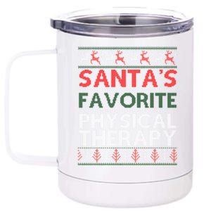 SantaS Favorite Physical Therapy Christmas Ugly Cute Gift 12 oz Stainless Steel Tumbler Cup