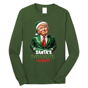 Santas Favorite President Funny Trump Happy Christmas Day Long Sleeve Shirt