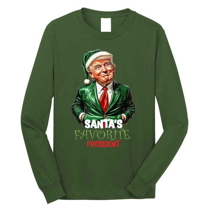 Santas Favorite President Funny Trump Happy Christmas Day Long Sleeve Shirt