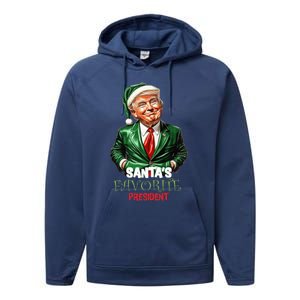 Santas Favorite President Funny Trump Happy Christmas Day Performance Fleece Hoodie