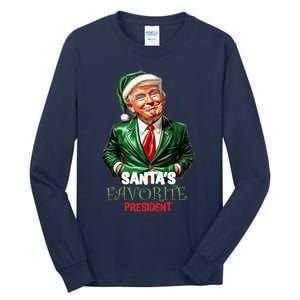 Santas Favorite President Funny Trump Happy Christmas Day Tall Long Sleeve T-Shirt