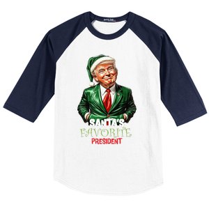 Santas Favorite President Funny Trump Happy Christmas Day Baseball Sleeve Shirt