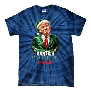 Santas Favorite President Funny Trump Happy Christmas Day Tie-Dye T-Shirt