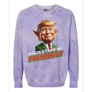 SantaS Favorite President Donald Trump Elf Christmas Maga Colorblast Crewneck Sweatshirt